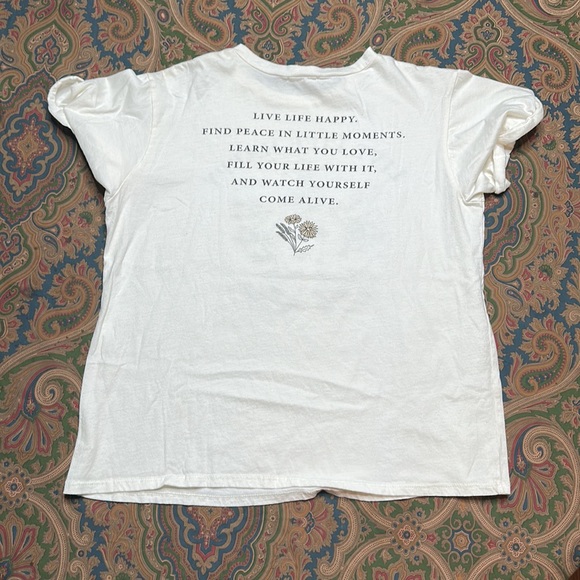 Local Lab ‘live life happy’ front& back graphic t cuffed sleeve bejeweled text L - Picture 3 of 6